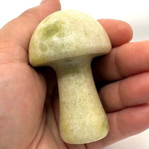 Serpentine Crystal Mushroom Carving 3”
